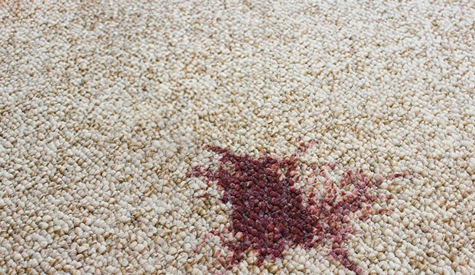 Visible beet stain on rug.