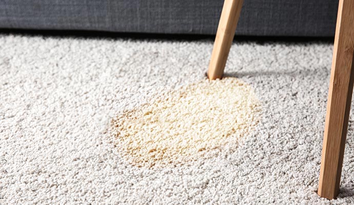 Close-up view of a bleach stained rug