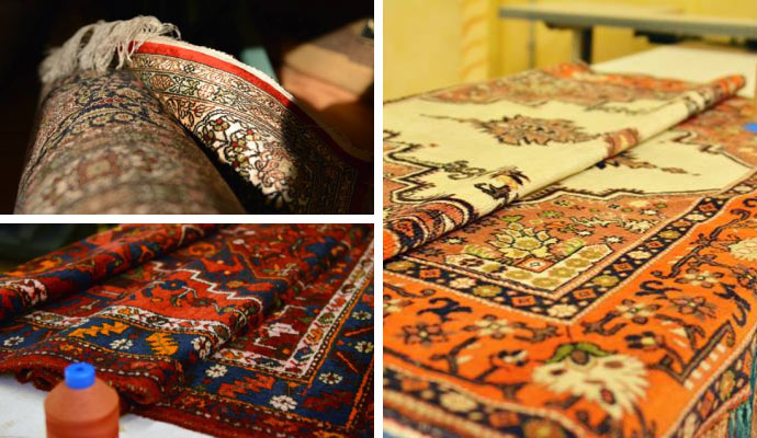 Collage of Silk, Turkish, oriental rug.