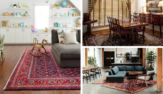 collage of different types of clean rugs