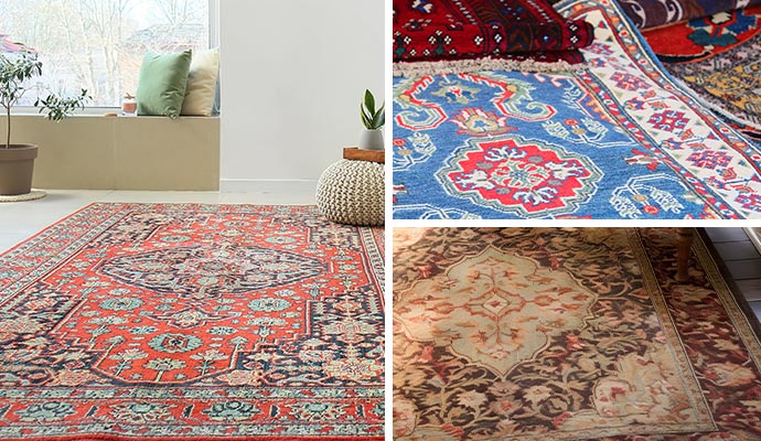 Collage of oriental, persian and turkish rug