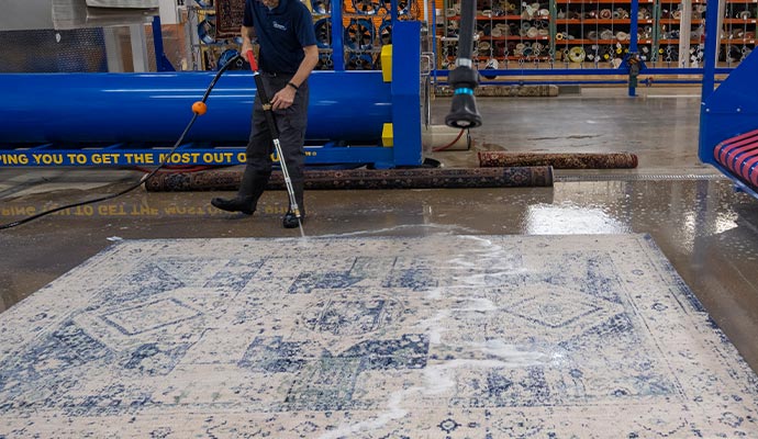 Professional cleaning rug using equipment