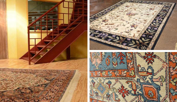 Collage of different types of rugs.