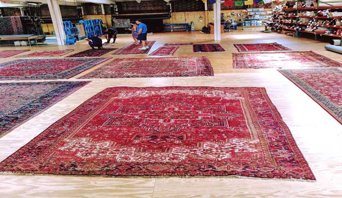 A collection of colorful rugs