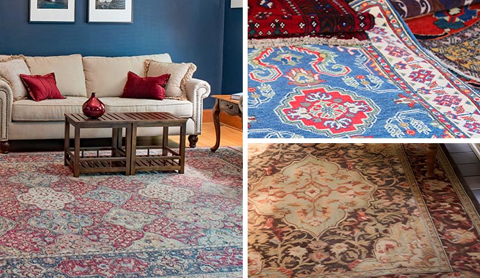 Collage of persian,silk and turkish rug