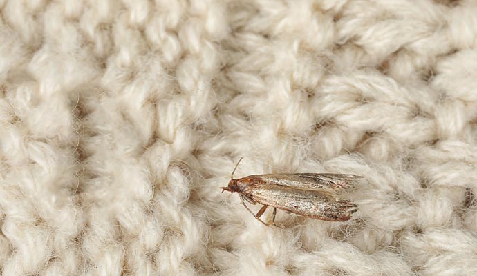 Close-up view of a moth on a rug