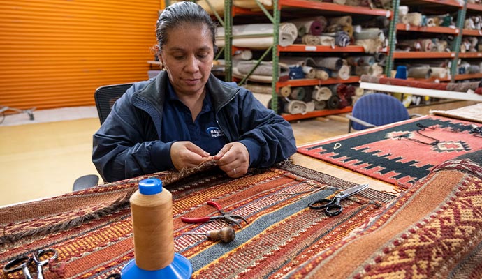 Rug repairing using equipment